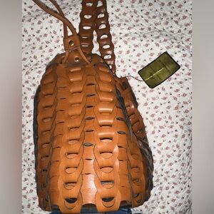 Brown Woven Leather Bag